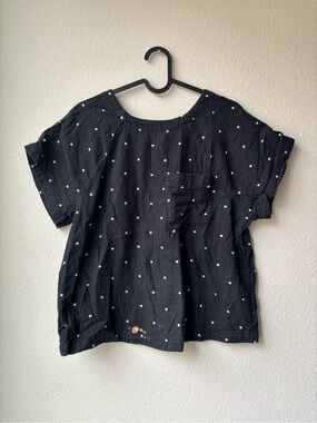 Madewell Black Short-Sleeve Boxy Top with White Dot Print
